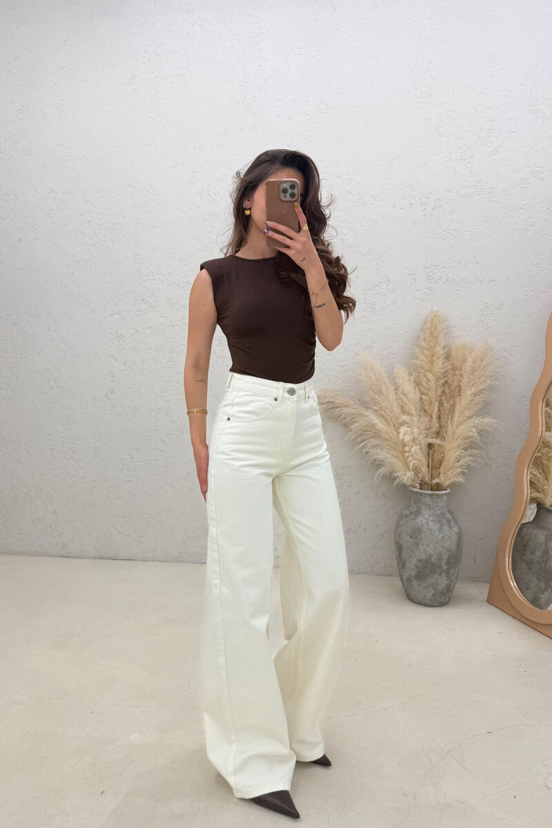 ONE COLOR WIDE LEG WOMAN JEANS CREAM/KREM - 3
