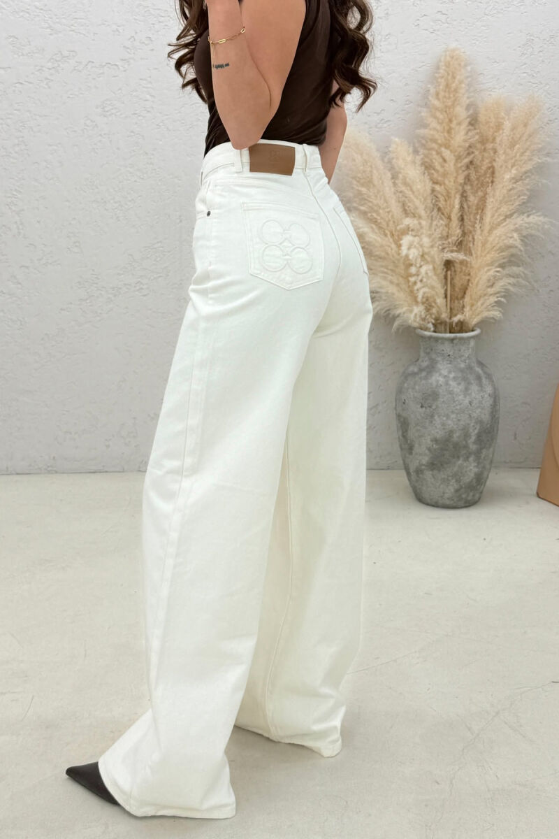 ONE COLOR WIDE LEG WOMAN JEANS CREAM/KREM - 4