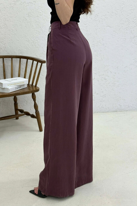 ONE COLOR WIDE LEG WOMAN TROUSERS BURGUNDY/VISHNJE - 3
