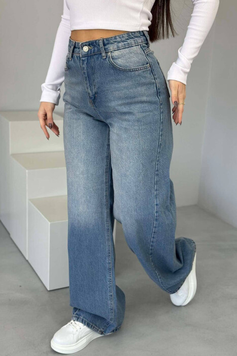 ONE COLOR WIDE LEG WOMEN JEANS LIGHTBLUE/BZ - KLAUDIO FASHION