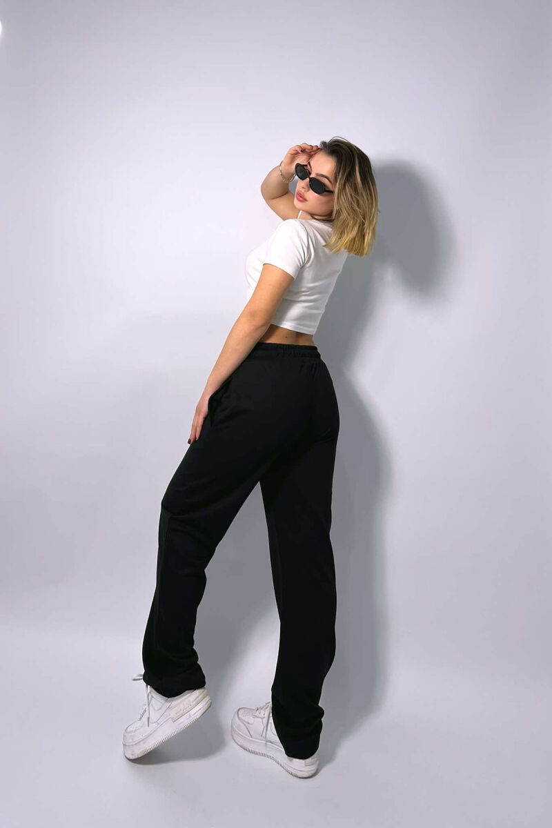 ONE COLOR WIDE LEG WOMEN SWEATPANTS BLACK/ E ZEZE - 2