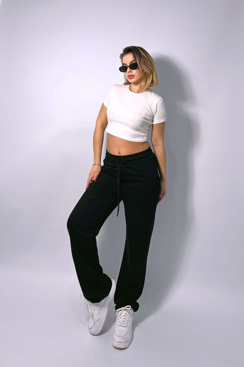 ONE COLOR WIDE LEG WOMEN SWEATPANTS BLACK/ E ZEZE - 3