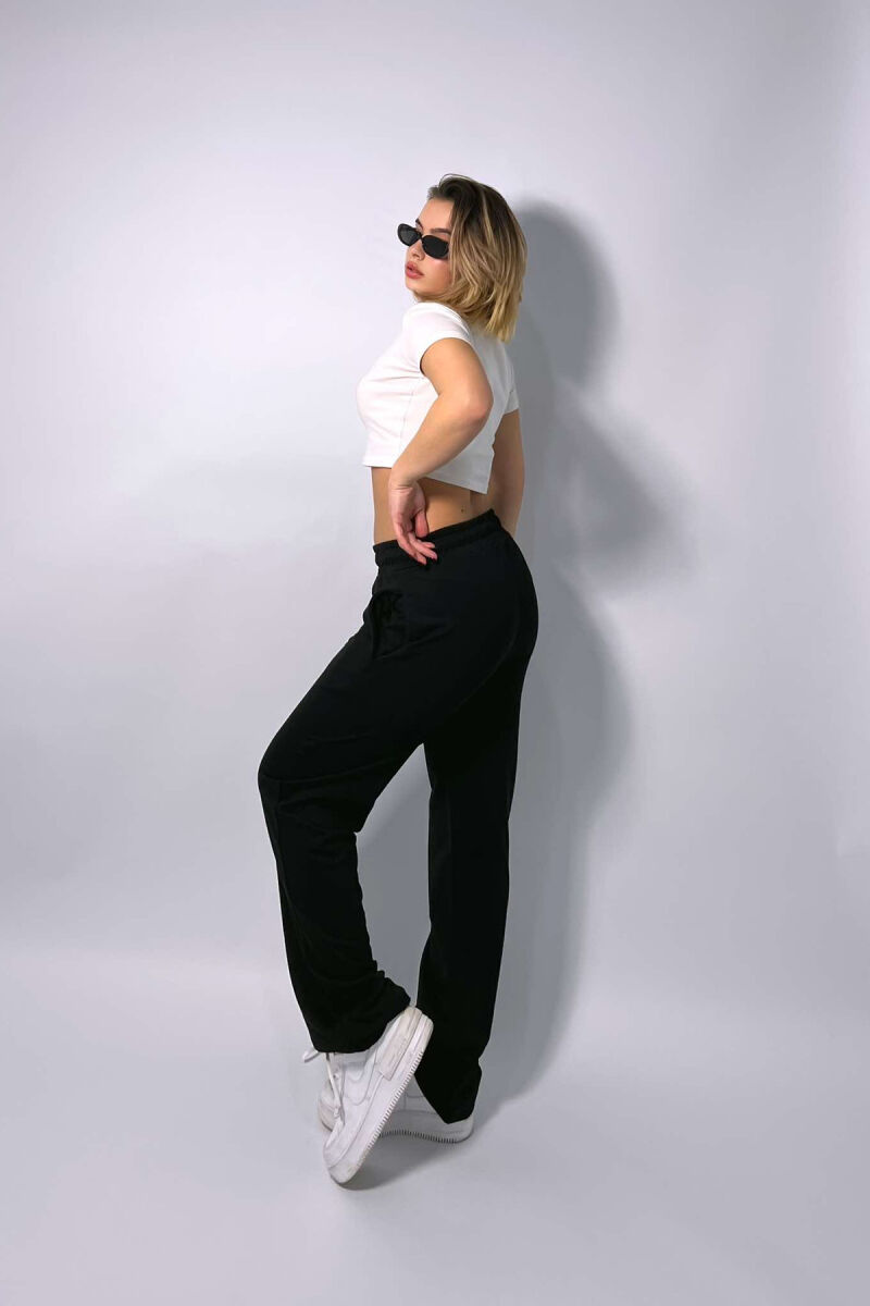 ONE COLOR WIDE LEG WOMEN SWEATPANTS BLACK/ E ZEZE - 4