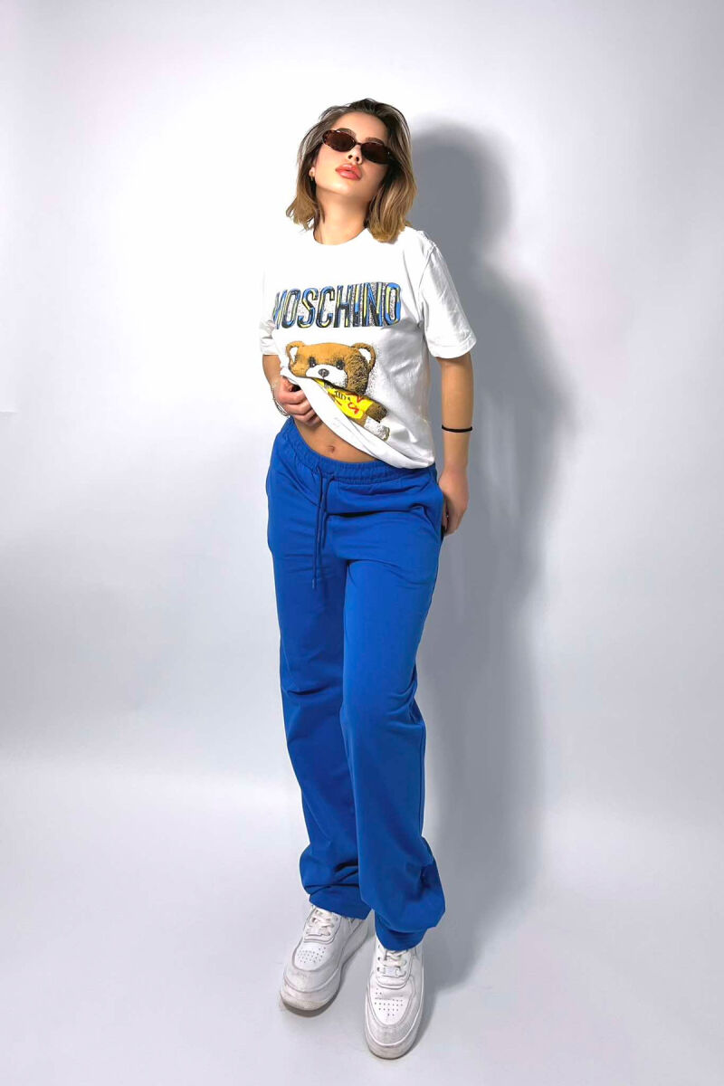 ONE COLOR WIDE LEG WOMEN SWEATPANTS BLUE/BLU - 2