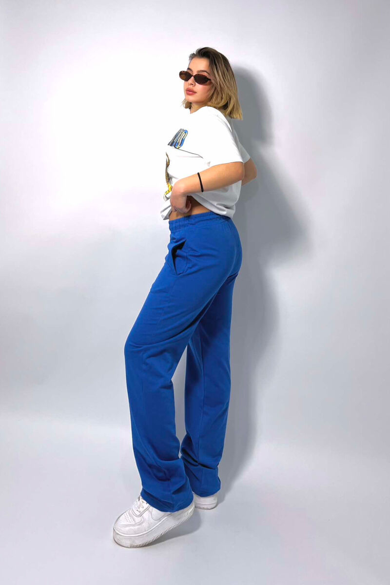 ONE COLOR WIDE LEG WOMEN SWEATPANTS BLUE/BLU - 3