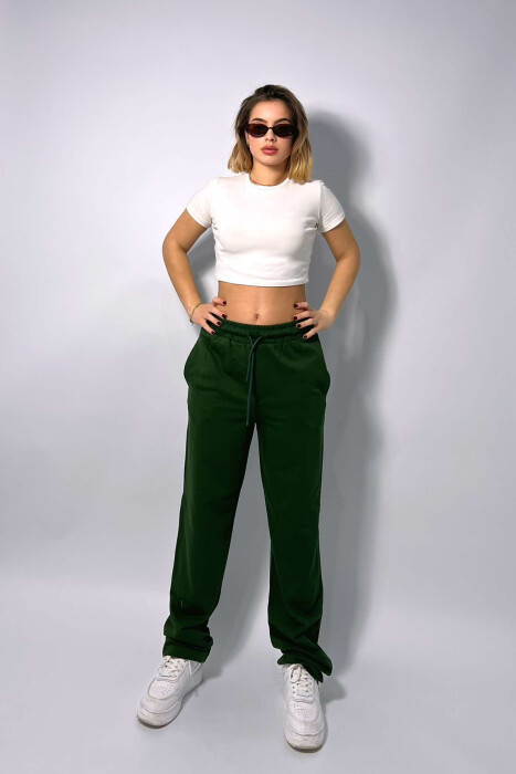 ONE COLOR WIDE LEG WOMEN SWEATPANTS GREEN/JESHILE 