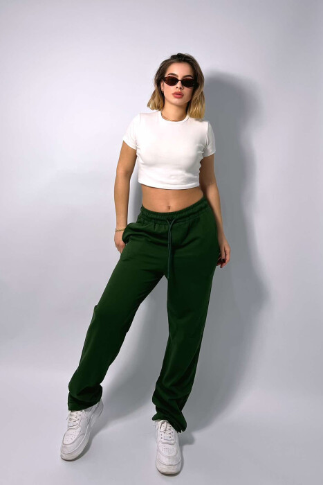 ONE COLOR WIDE LEG WOMEN SWEATPANTS GREEN/JESHILE - 2