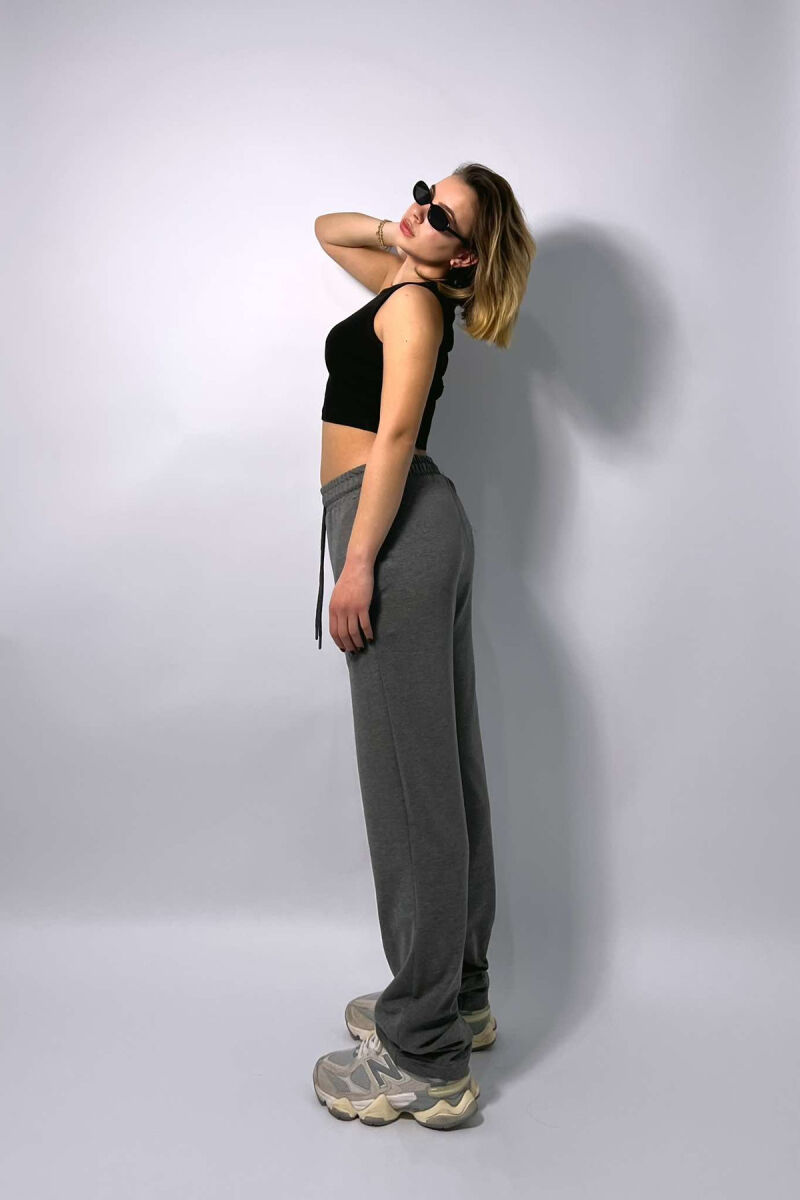 ONE COLOR WIDE LEG WOMEN SWEATPANTS GREY/GRI - 2