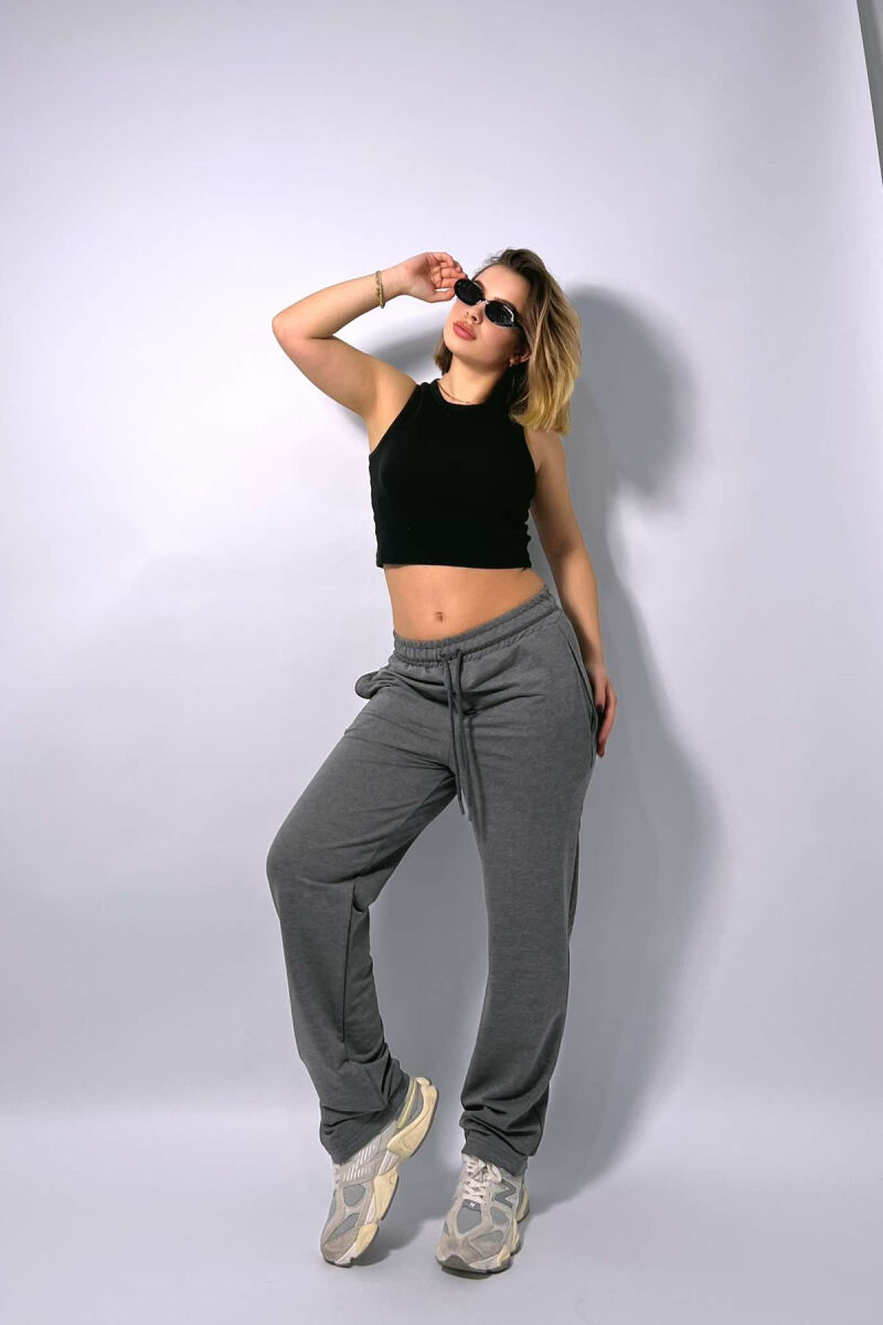 ONE COLOR WIDE LEG WOMEN SWEATPANTS GREY/GRI - 3