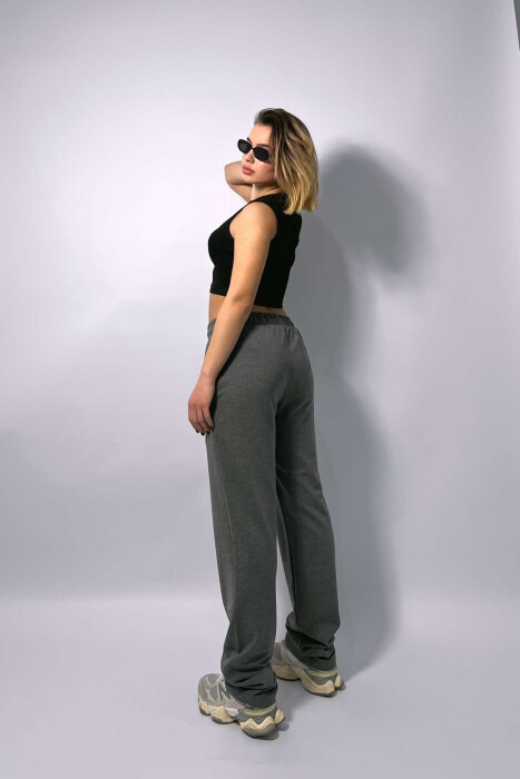 ONE COLOR WIDE LEG WOMEN SWEATPANTS GREY/GRI - 4