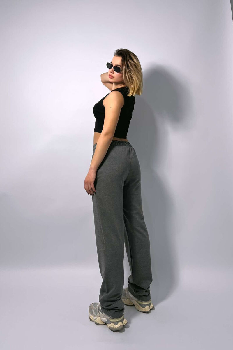 ONE COLOR WIDE LEG WOMEN SWEATPANTS GREY/GRI - 4