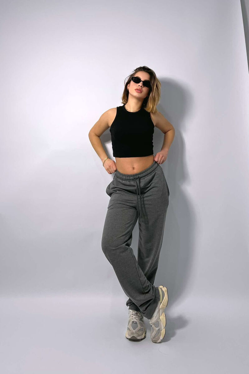 ONE COLOR WIDE LEG WOMEN SWEATPANTS GREY/GRI - 5