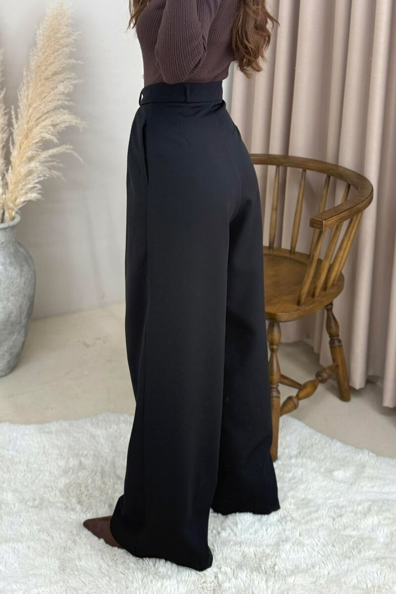 ONE COLOR WIDE LEG WOMEN TROUSERS BLACK/ E ZEZE - 3