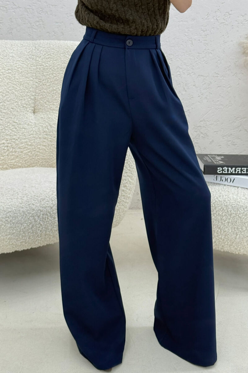 ONE COLOR WIDE LEG WOMEN TROUSERS BLUE/BLU - 2