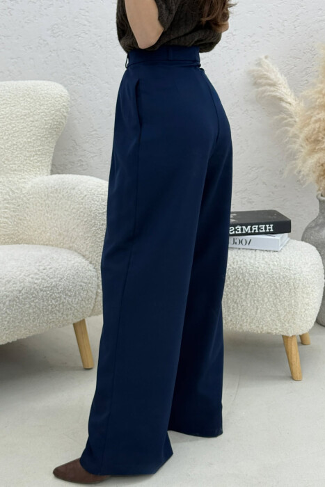 ONE COLOR WIDE LEG WOMEN TROUSERS BLUE/BLU - 4