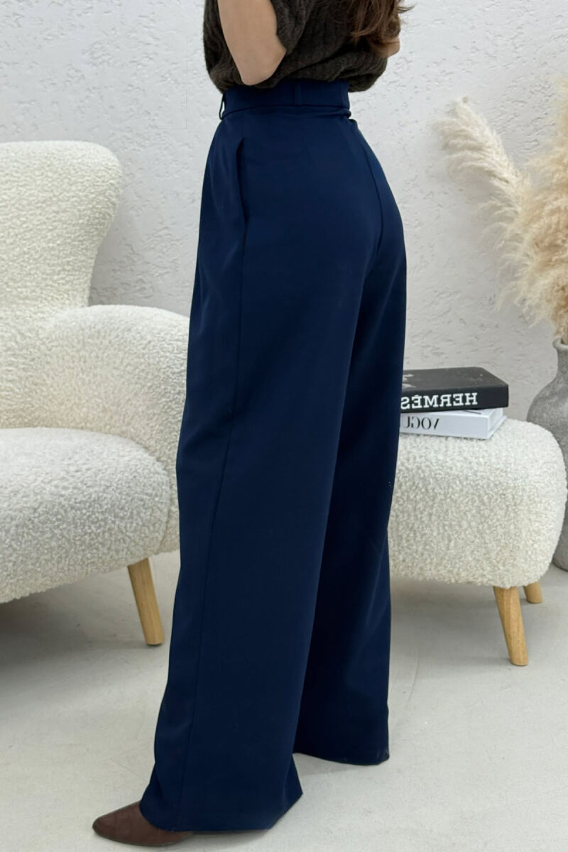 ONE COLOR WIDE LEG WOMEN TROUSERS BLUE/BLU - 4