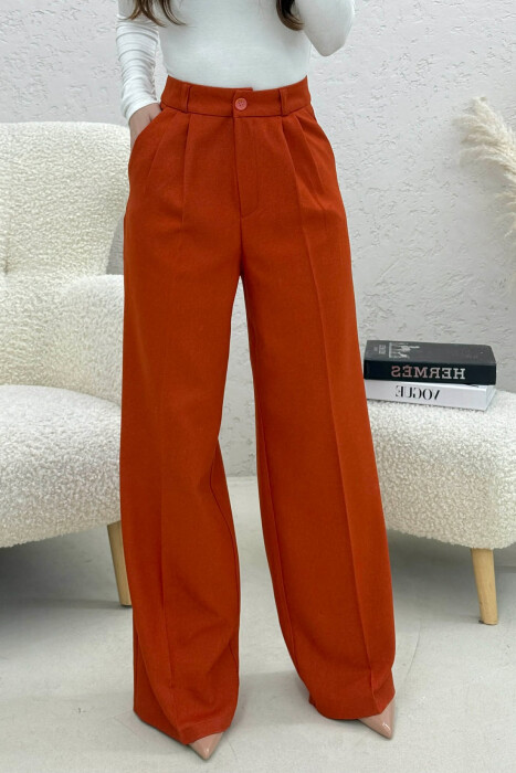 ONE COLOR WIDE LEG WOMEN TROUSERS BRICK/TULLE - 2