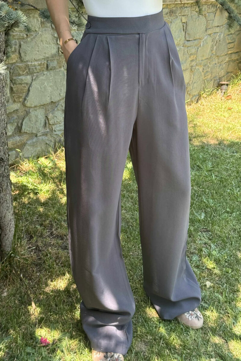 ONE COLOR WIDE LEG WOMEN TROUSERS DARK GREY/GEE - 3