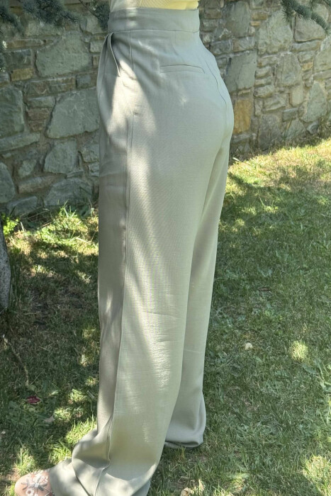 ONE COLOR WIDE LEG WOMEN TROUSERS MINT/MENTE - 3