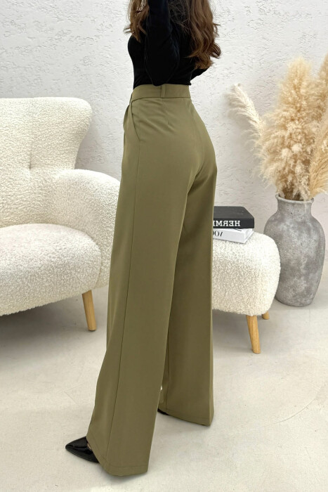 ONE COLOR WIDE LEG WOMEN TROUSERS OLIVE/ULLI - 2
