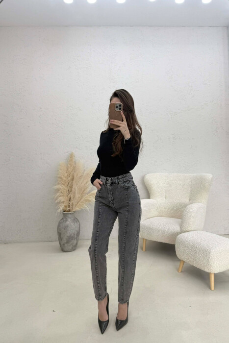 ONE COLOR WOMAN JEANS DARK GREY/GEE - KLAUDIO FASHION