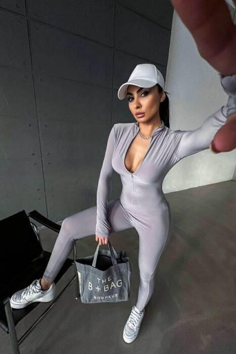 ONE COLOR WOMAN JUMPSUIT LIGHT GREY/GZ - 3
