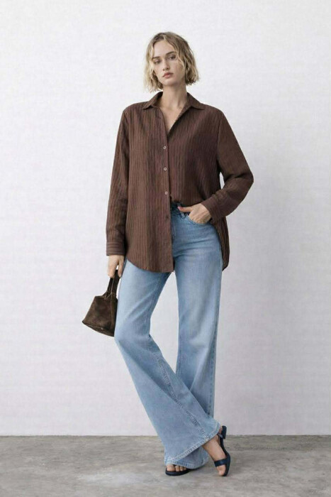ONE COLOR WOMAN SHIRT BROWN/KAFE - 1