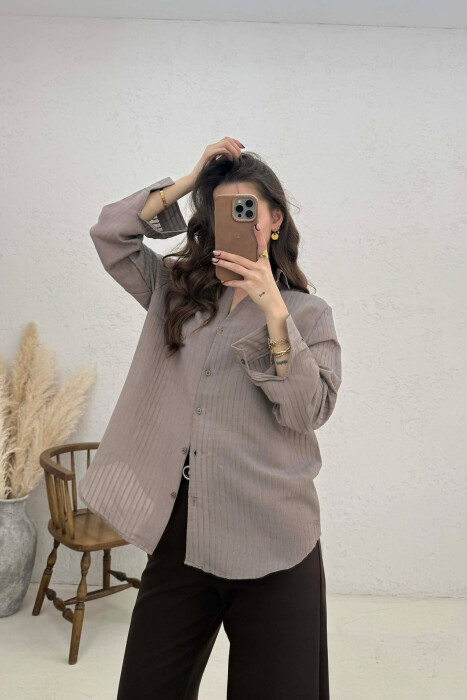 ONE COLOR WOMAN SHIRT LIGHT BROWN/KAZB - 1