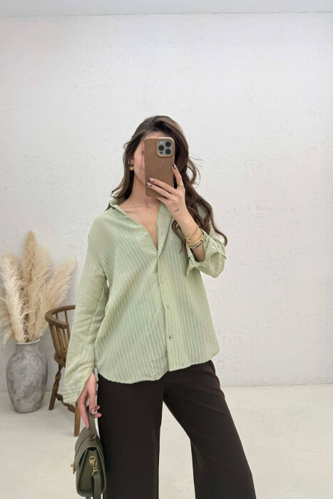 ONE COLOR WOMAN SHIRT MINT/MENTE - KLAUDIO FASHION