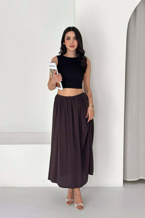 ONE COLOR WOMAN SKIRT BROWN/KAFE - KLAUDIO FASHION
