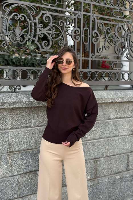 ONE COLOR WOMAN SWEATER BROWN/KAFE - 1