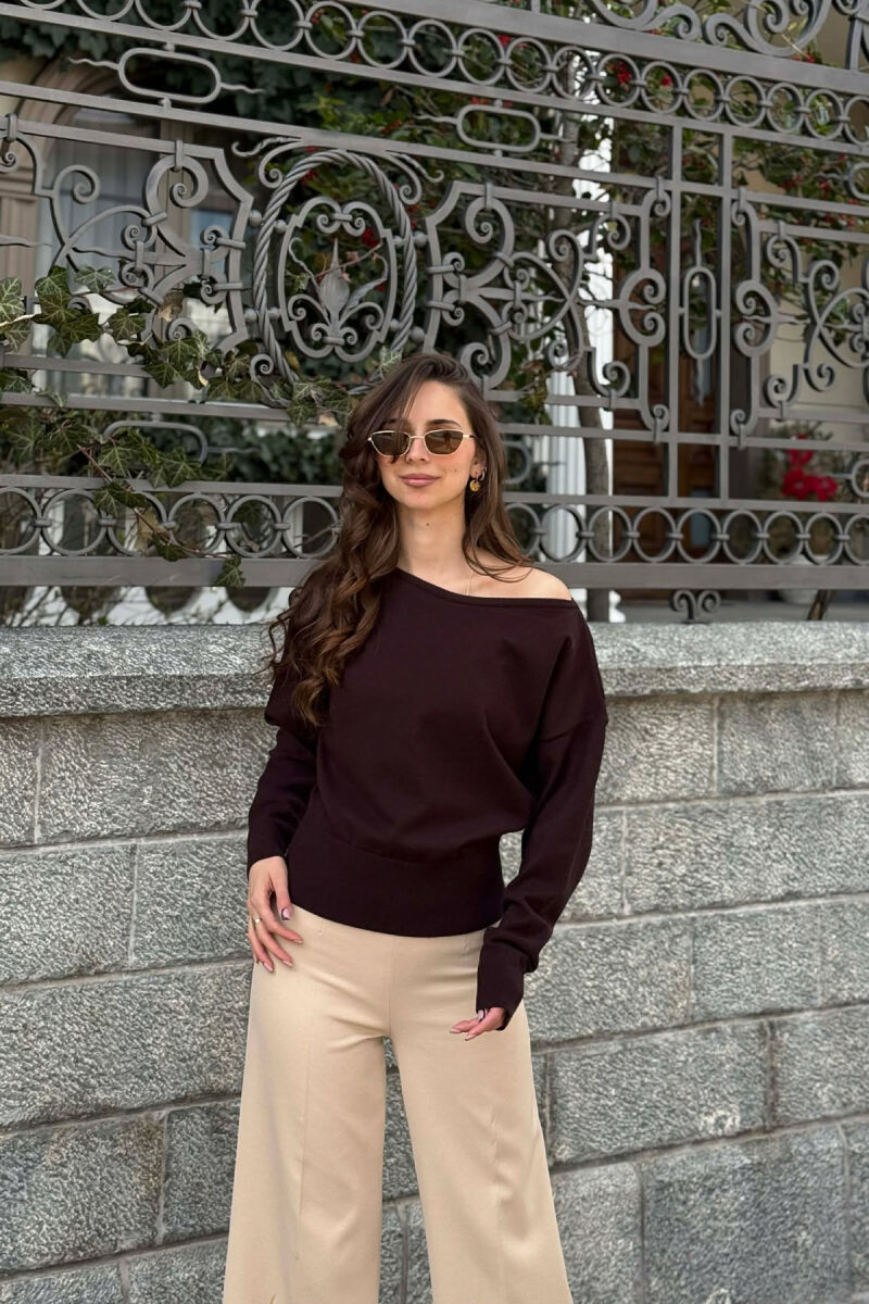 ONE COLOR WOMAN SWEATER BROWN/KAFE - 2