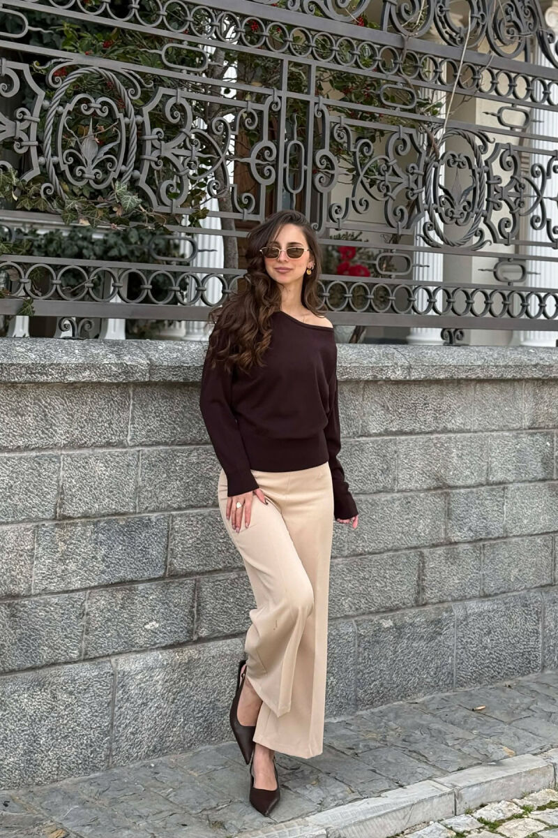 ONE COLOR WOMAN SWEATER BROWN/KAFE - 3