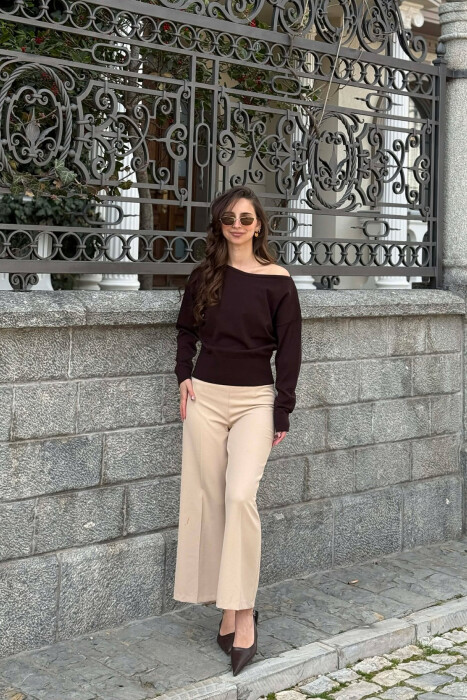 ONE COLOR WOMAN SWEATER BROWN/KAFE - 4