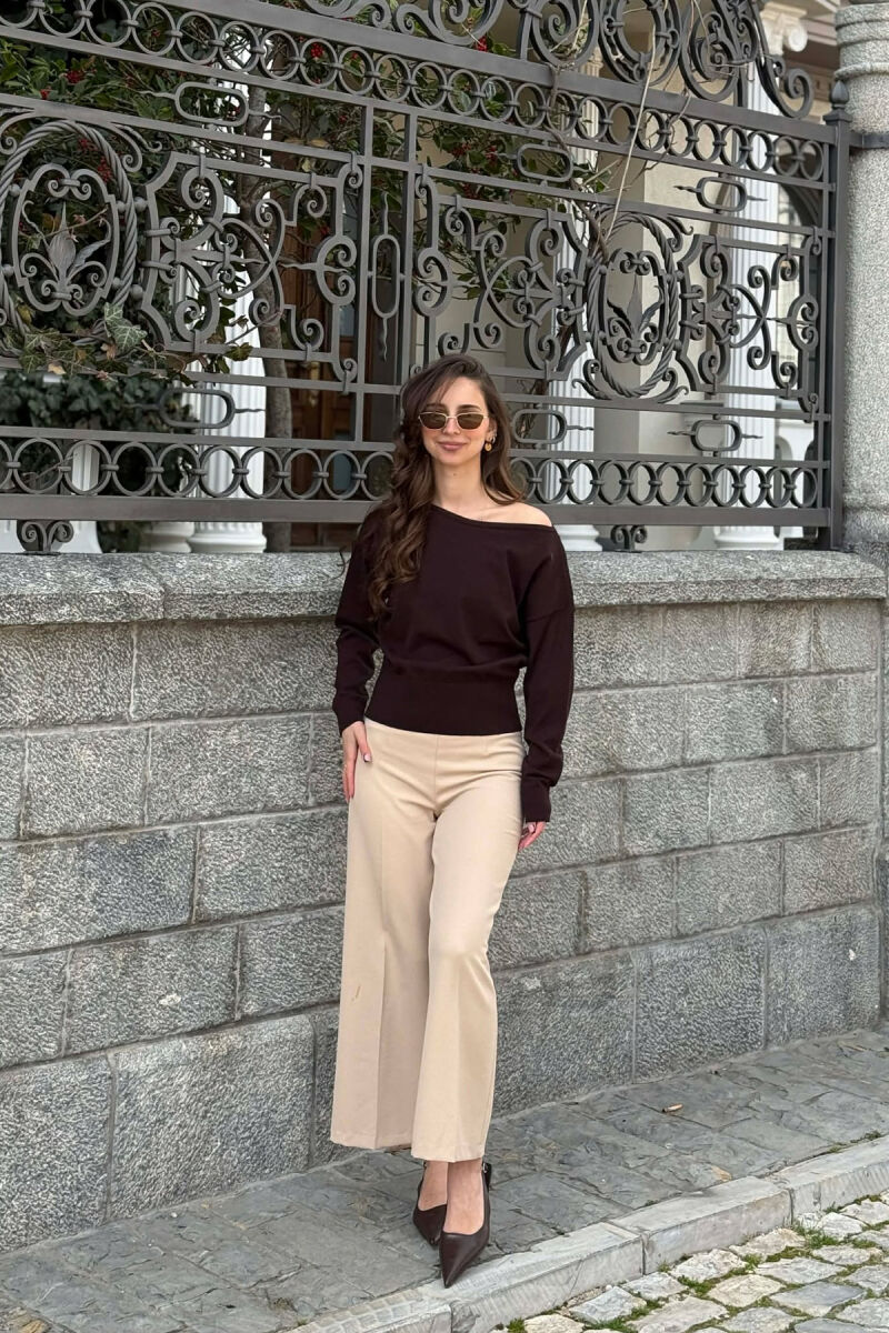 ONE COLOR WOMAN SWEATER BROWN/KAFE - 4