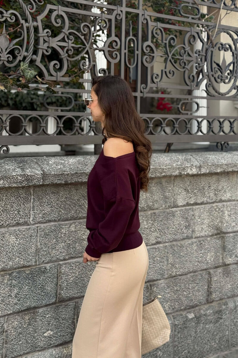 ONE COLOR WOMAN SWEATER BURGUNDY/VISHNJE - 2