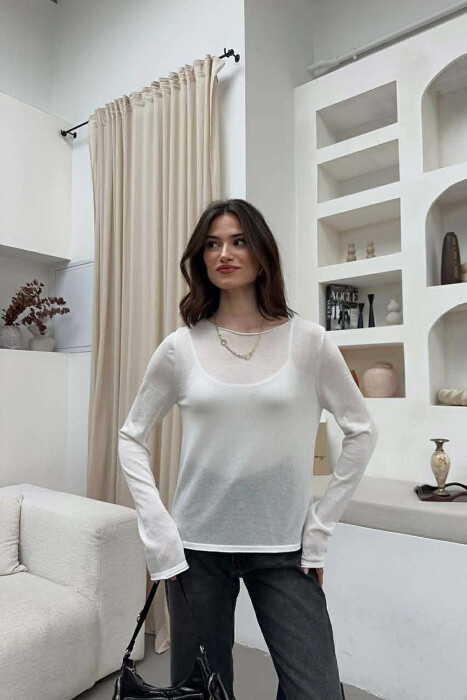 ONE COLOR WOMAN SWEATER WHITE-E BARDHE - KLAUDIO FASHION