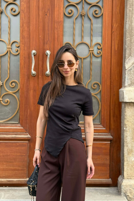 BLUZE ME MENGE TE SHKURTA PER FEMRA NE NGJYRE TE ZEZE - KLAUDIO FASHION