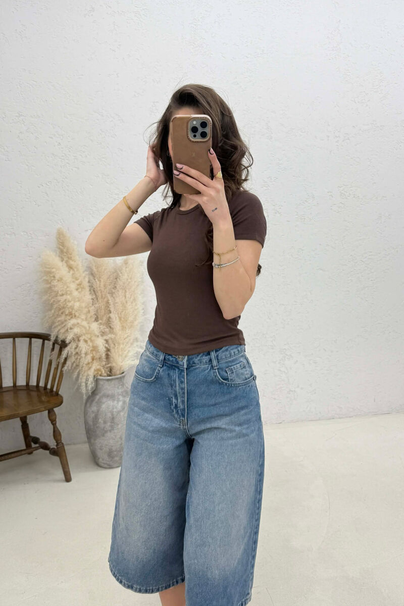 ONE COLOR WOMAN T-SHIRT DARK BROWN/KAFE ERRET - 2