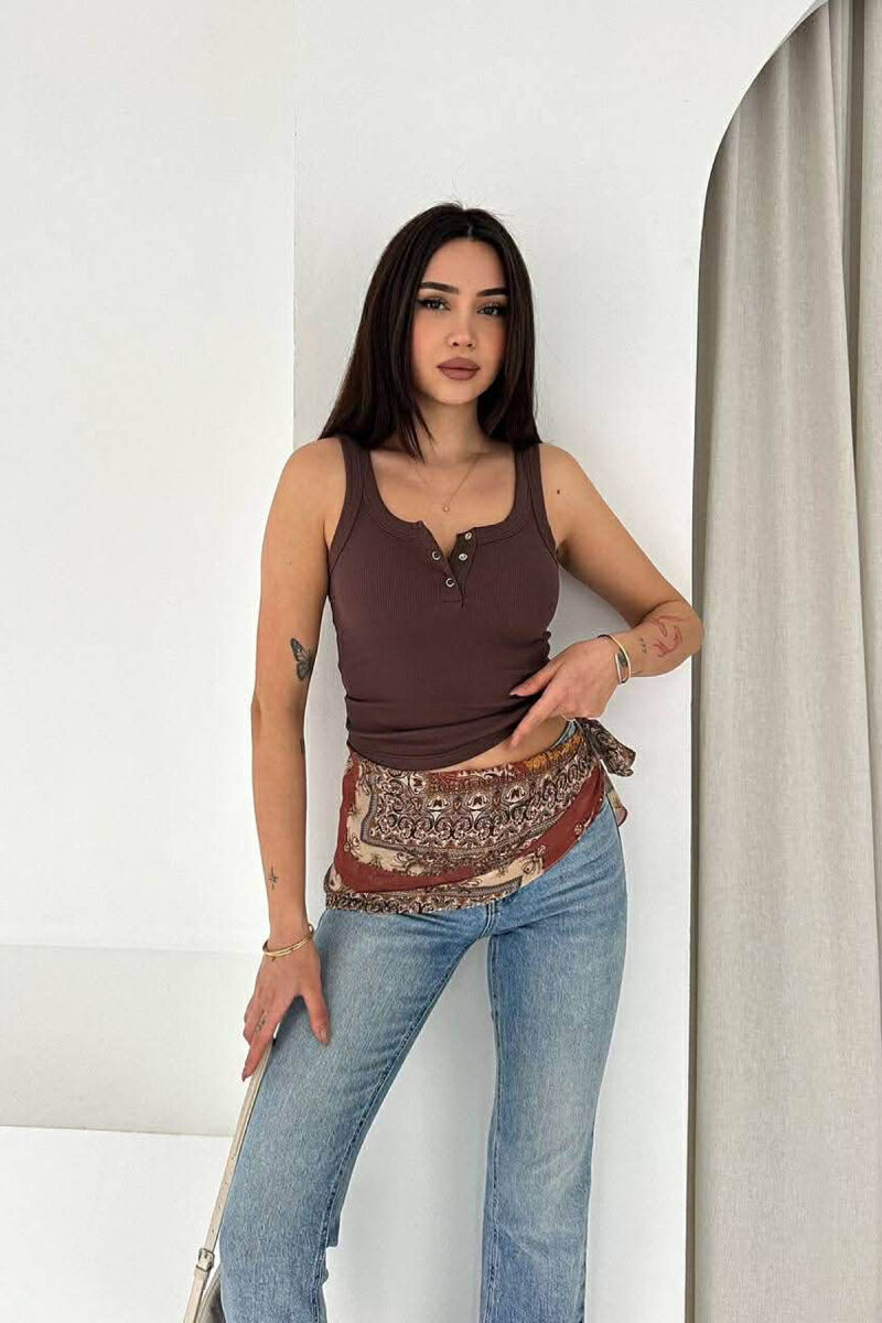 ONE COLOR WOMAN TANK TOP BROWN/KAFE - 1