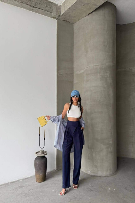 ONE COLOR WOMAN TROUSERS BLUE/BLU - 1