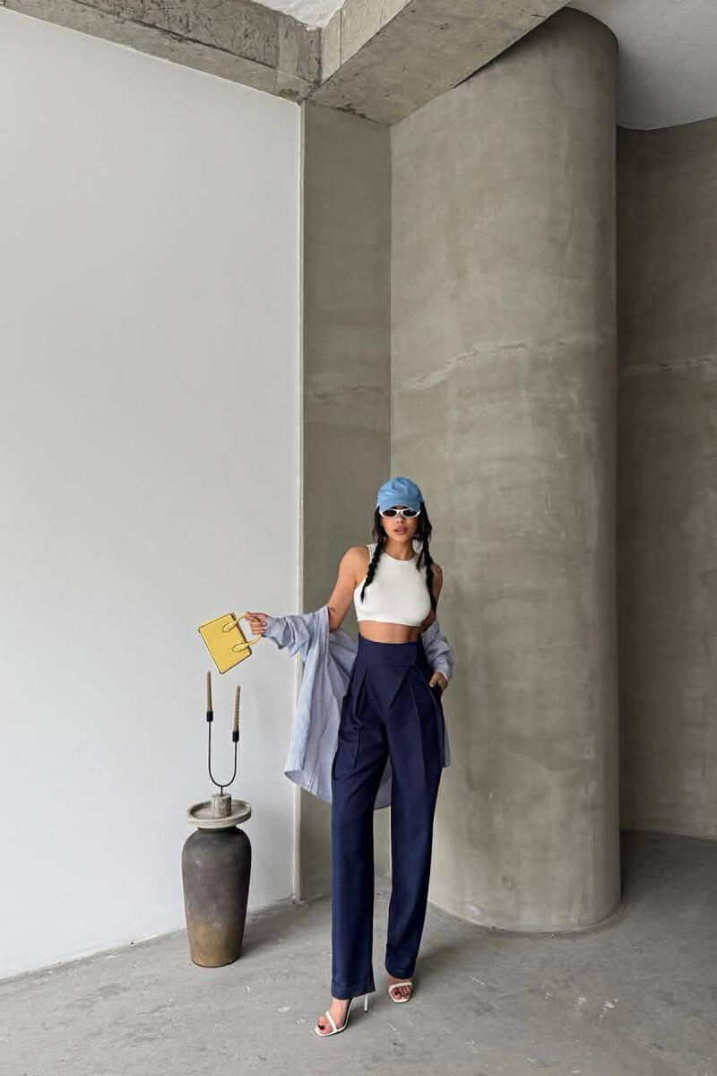 ONE COLOR WOMAN TROUSERS BLUE/BLU - 1