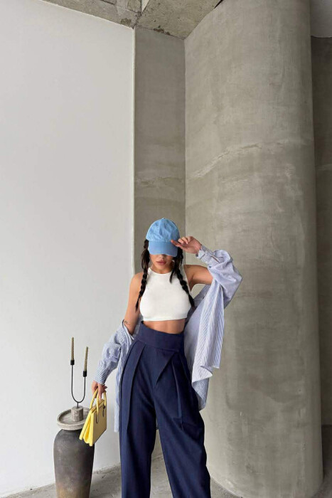 ONE COLOR WOMAN TROUSERS BLUE/BLU - 2