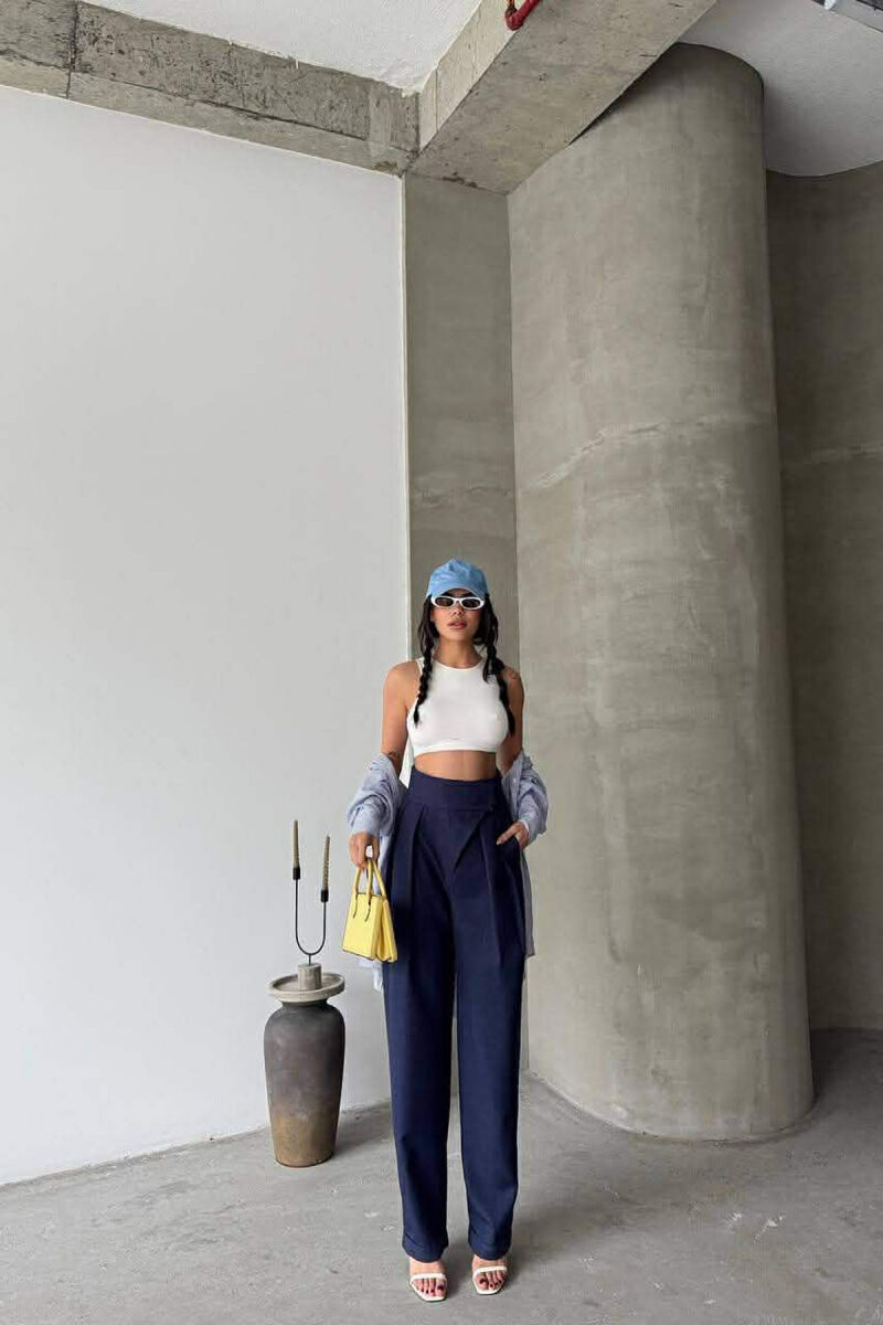 ONE COLOR WOMAN TROUSERS BLUE/BLU - 3