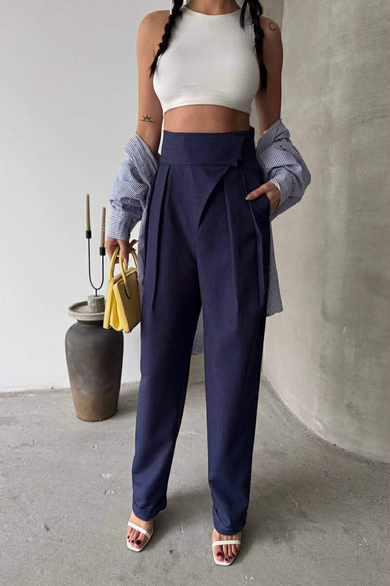 ONE COLOR WOMAN TROUSERS BLUE/BLU - 4