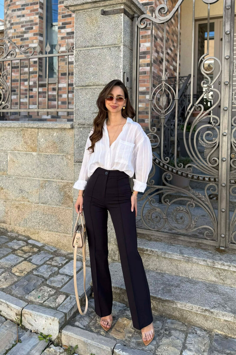 ONE COLOR WOMAN TROUSERS MIDNIGHT BLUE/BLU MESNATE - 1