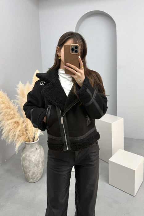 ONE COLOR WOOL WOMAN JACKET BLACK/ E ZEZE - 1