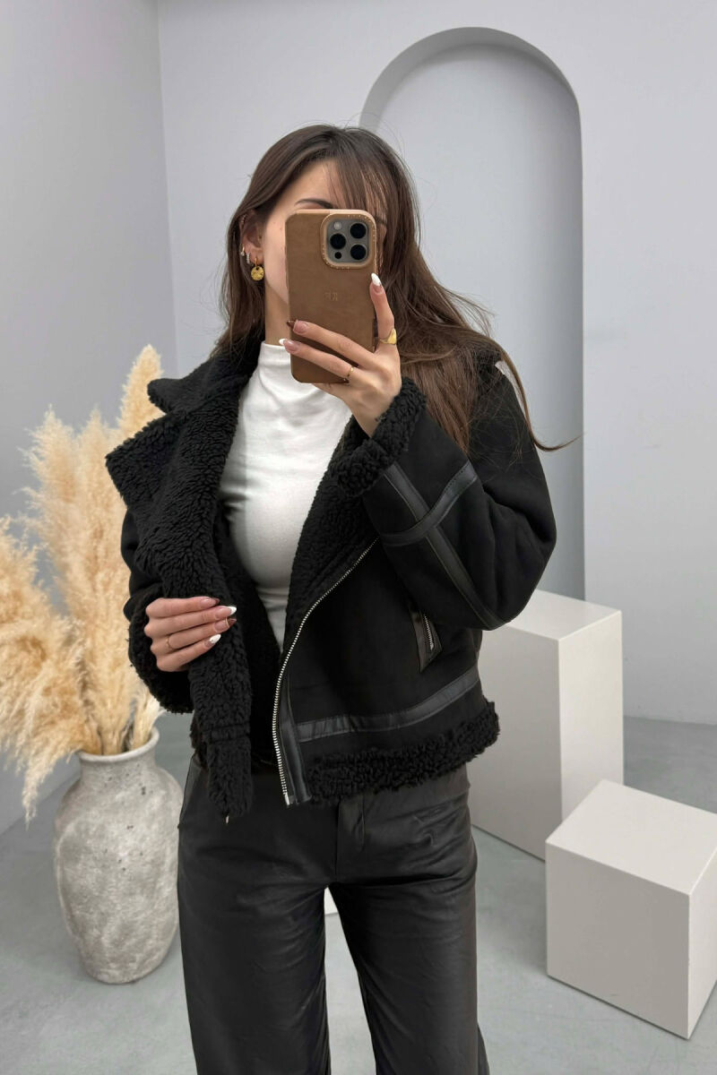 ONE COLOR WOOL WOMAN JACKET BLACK/ E ZEZE - 2