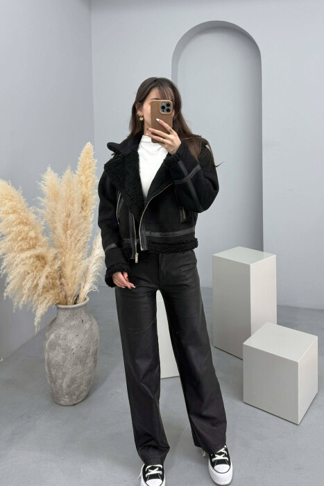 ONE COLOR WOOL WOMAN JACKET BLACK/ E ZEZE - 3