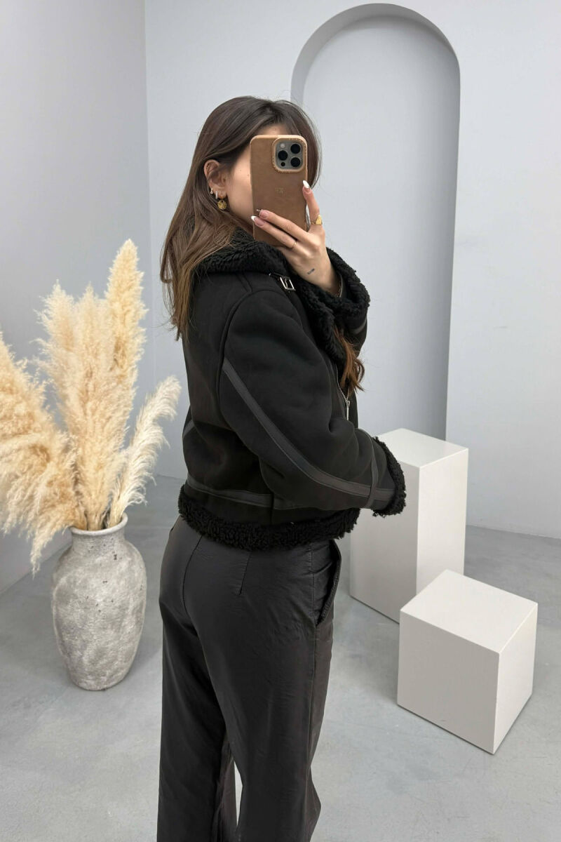 ONE COLOR WOOL WOMAN JACKET BLACK/ E ZEZE - 4